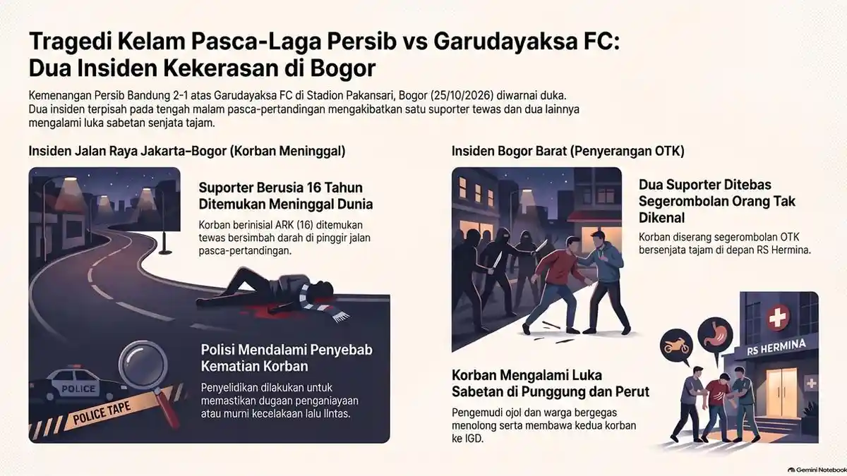 Dua Insiden Berdarah Usai Laga Persib di Bogor: 1 Suporter Tewas, 2 Luka Diserang