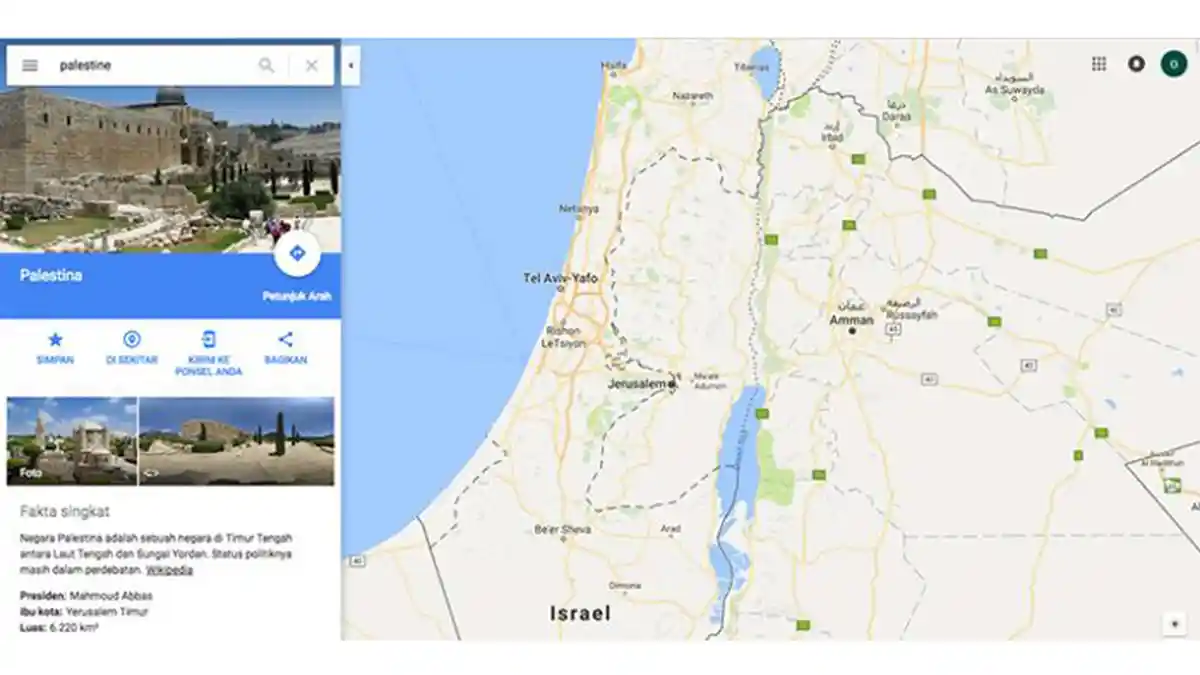 Kontroversi Google Maps - Nama Palestina Nggak Ada di Peta, Ini Jawaban Pihak Perusahaan
