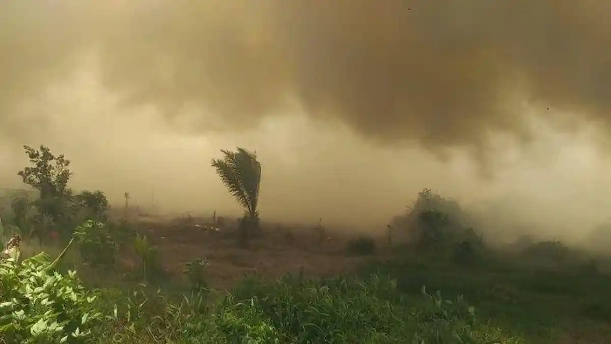 Ngeri, Langit di Kabupaten Bengkulu Tengah Seketika Gelap Diselimuti Asap Kebakaran Hutan