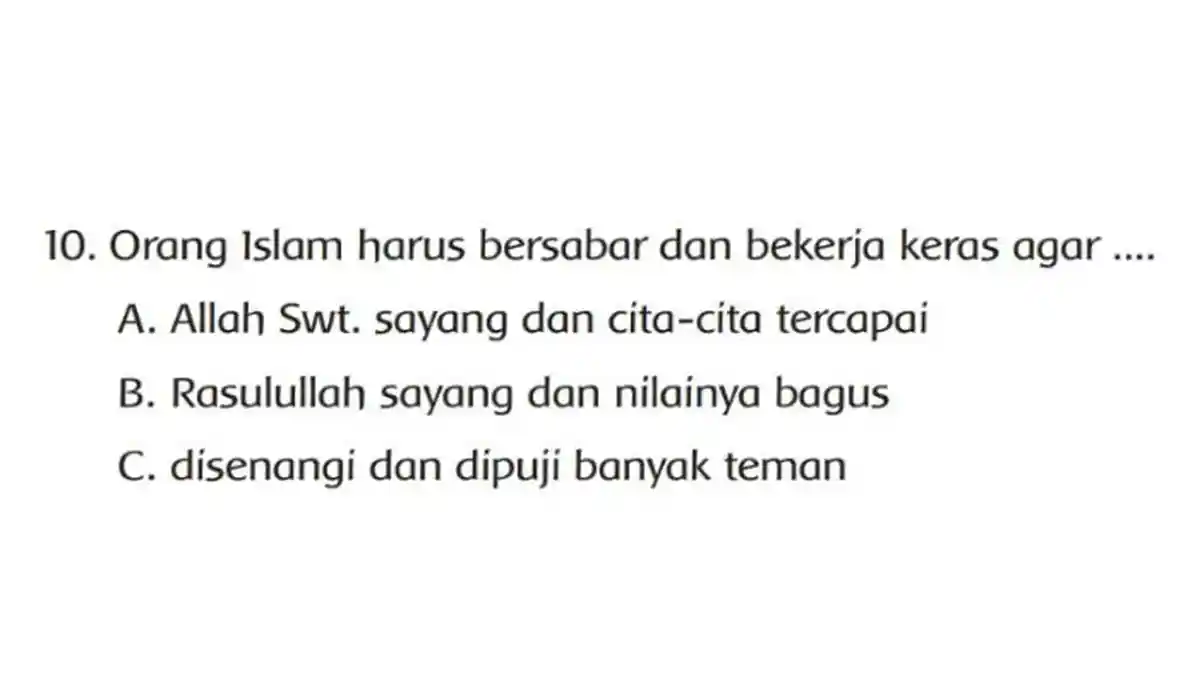 Kunci Jawaban PAI Kelas 2 SD Halaman 137, Orang Islam Harus Bersabar dan Bekerja Keras agar . .