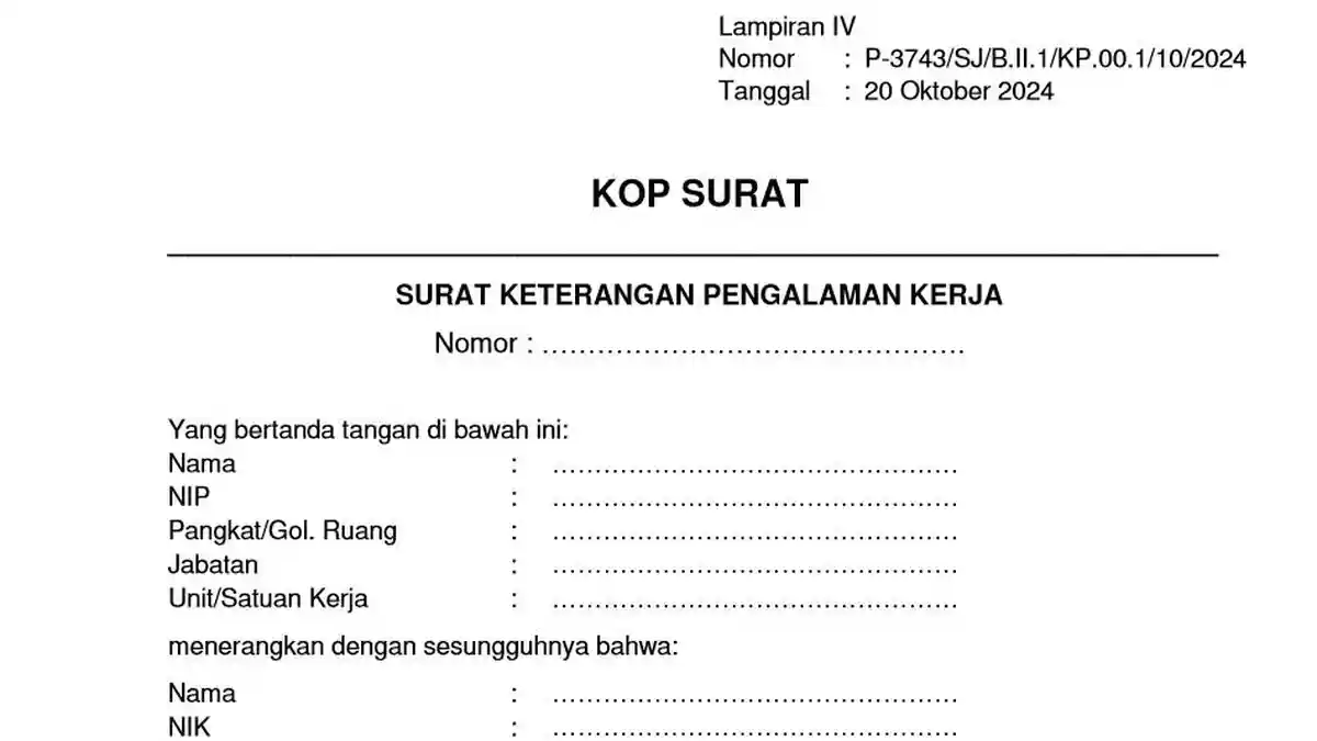 Format Surat Keterangan Pengalaman Kerja PPPK Kemenag 2024, Beserta Link Downloadnya