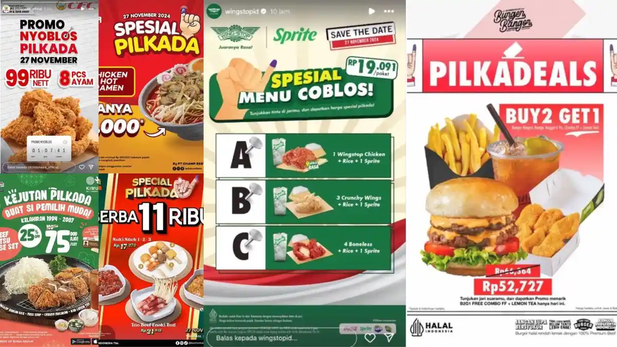 11 Daftar Promo Makanan Terbaru Spesial Pilkada 2024, dari Restoran Jepang hingga Fast Food