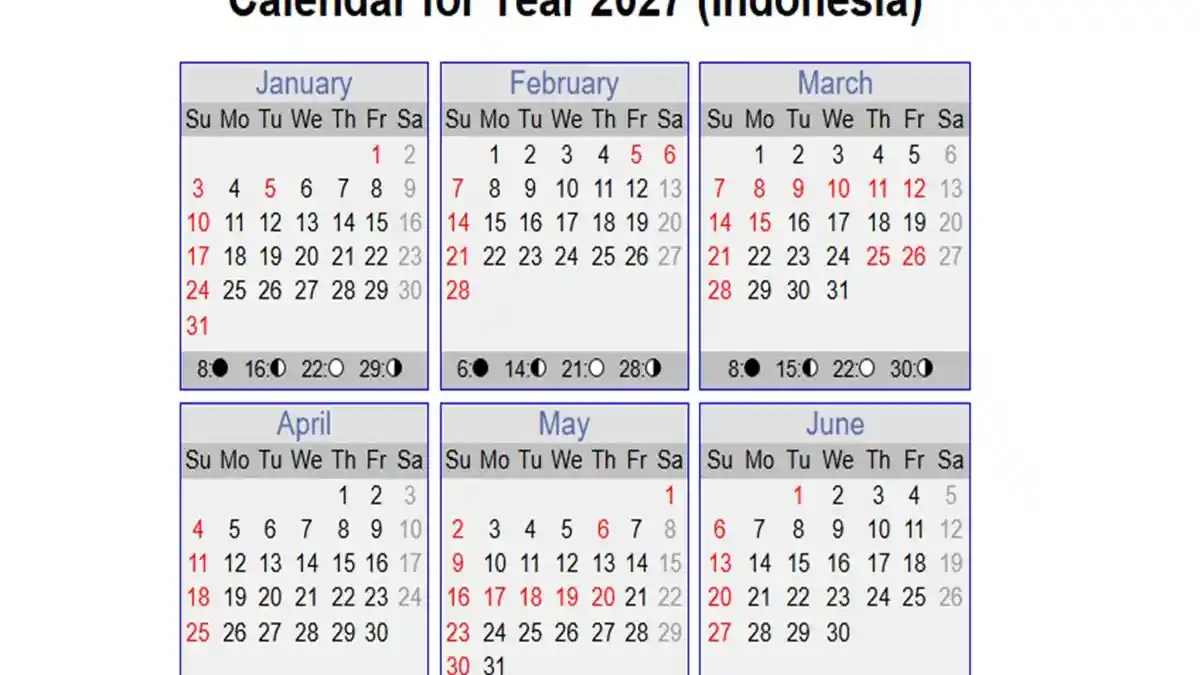 Download Kalender 2027 Format PDF dan JPG Gratis Lengkap Tanggal Merah