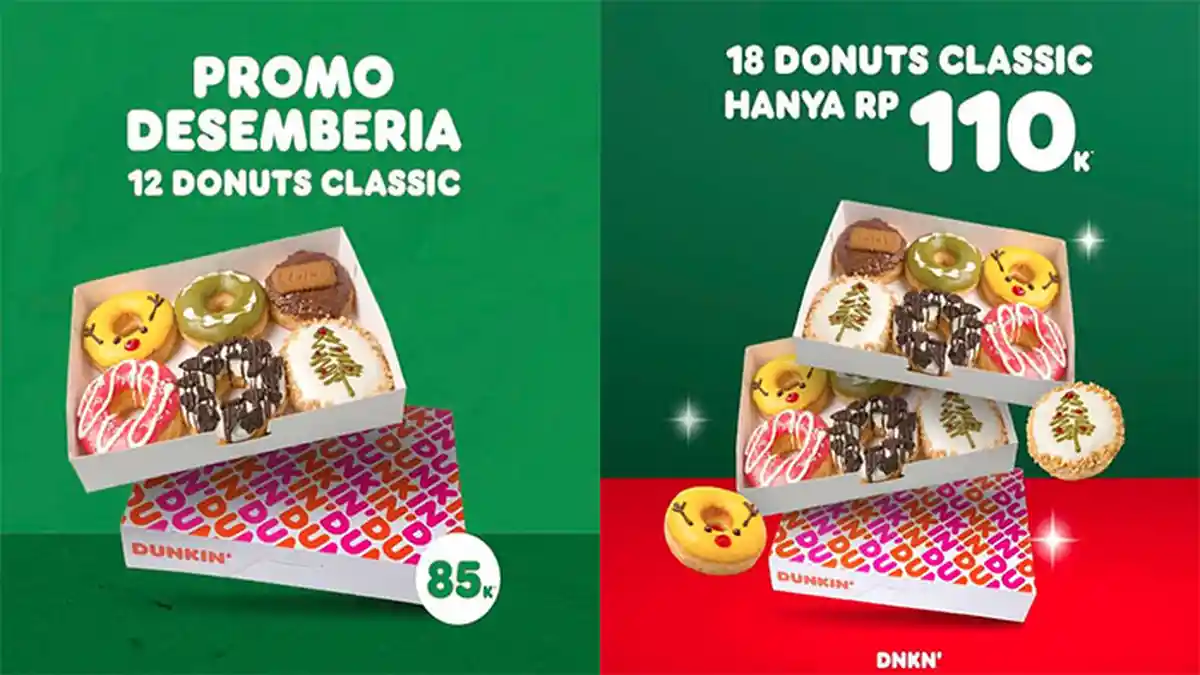 PROMO Dunkin Donuts 26 Desember 2021, Paket Hemat 18 Donuts Classic hingga 12 Donuts Classic 85 Ribu