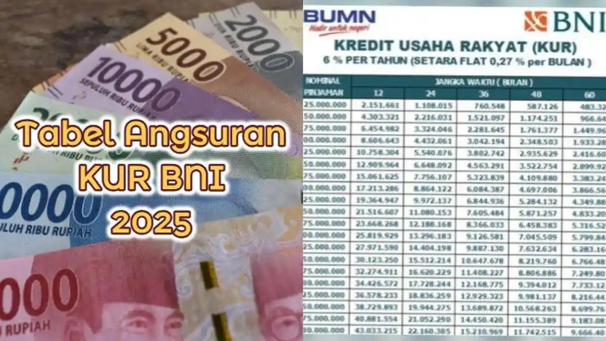 Tabel KUR BNI 2025, Cek Simulasi Pinjaman Rp25 Juta,  Ini Cara Ajukan Online / Datangi Kantor Cabang