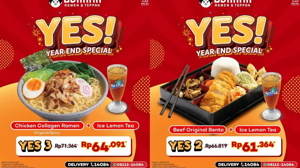 YES! Promo Gokana Desember 2024, Beef Original Bento  dan Ice Lemon Tea Rp 61.364