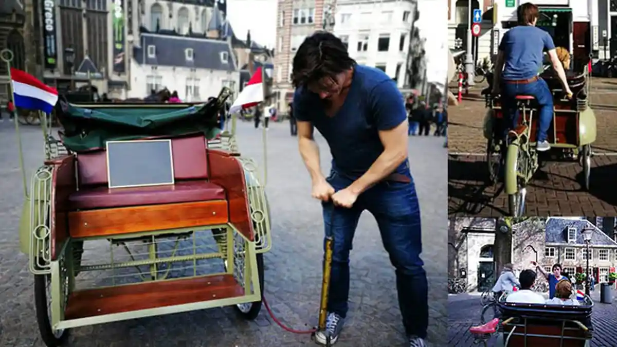 Becak Yogyakarta Diangkut ke Belanda. Dipakai Bule Amsterdam 'Narik' Penumpang