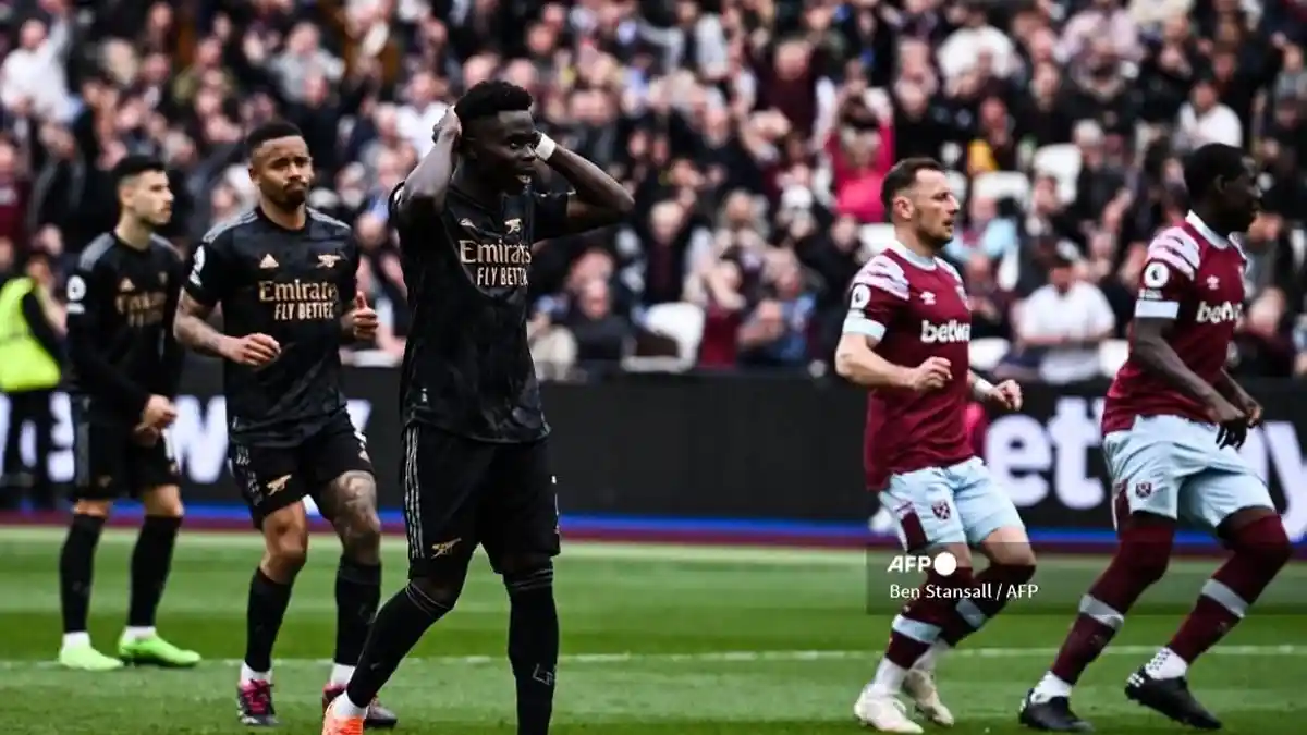 Hasil West Ham vs Arsenal 2-2 di Liga Inggris: Saka Gagal Penalti, Manchester City Selisih 4 Poin