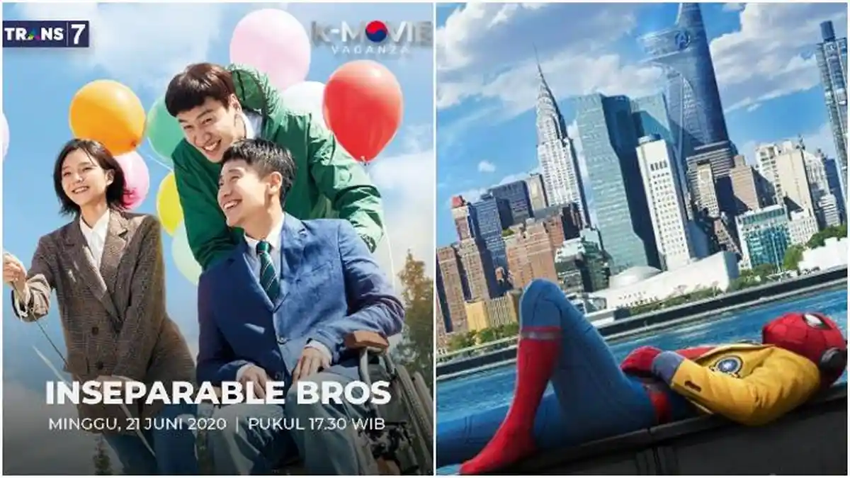 Jadwal Acara TV Minggu, 21 Juni 2020: Inseparable Bros di Trans7, Spider-Man: Homecoming di TransTV