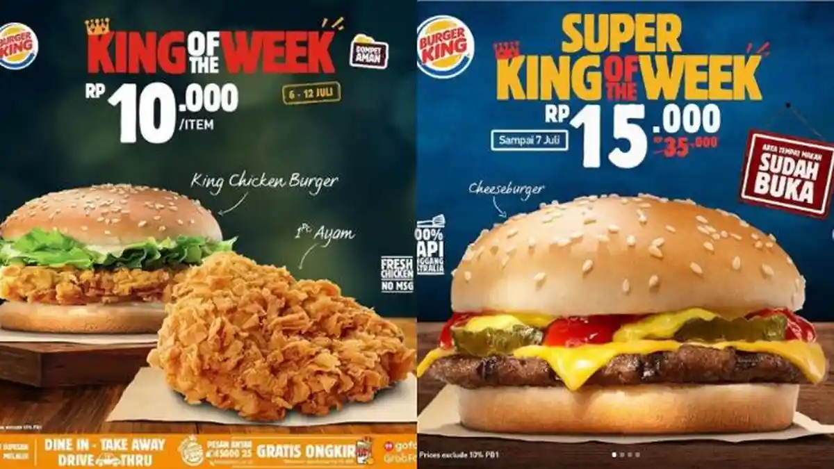 Promo Burger King Periode 6-12 Juli 2020, Harga Mulai Rp 5.000, King Chicken Burger Cuma Rp 10.000
