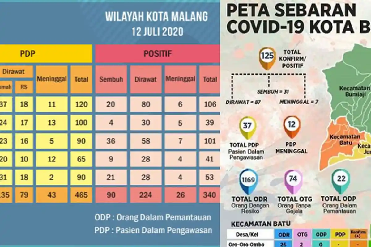 Update Virus Corona Malang Raya dan Jatim Senin 13 Juli 2020: Ada 826 Pasien Covid-19, Sembuh 226