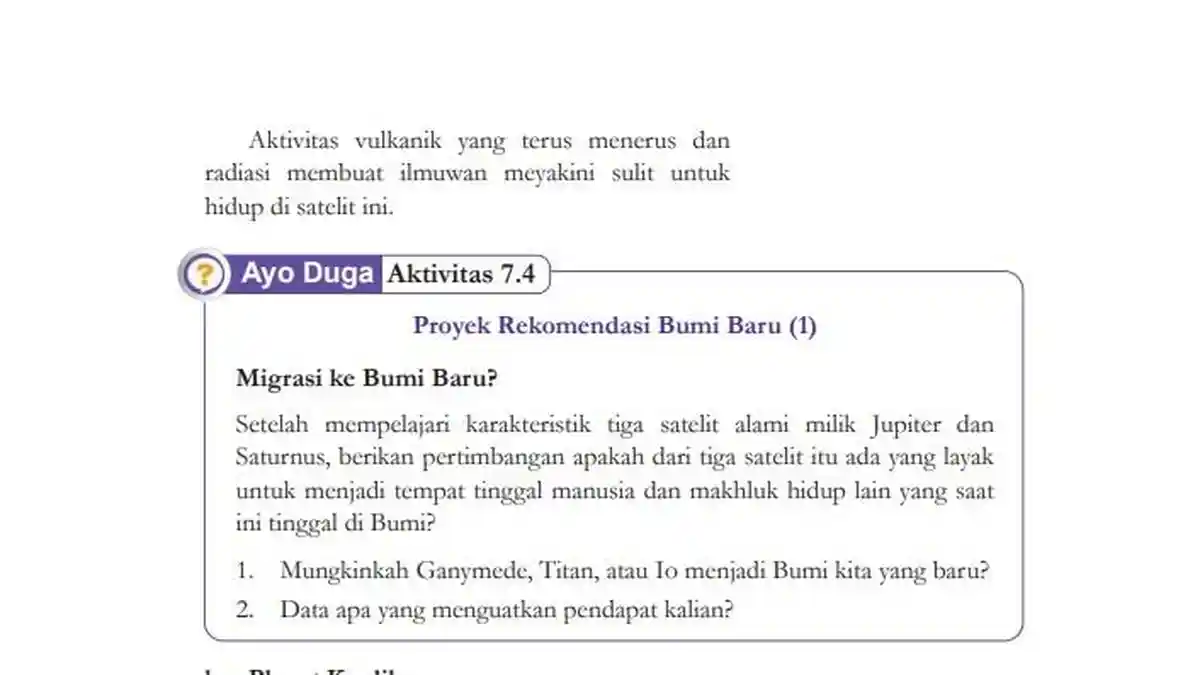 Kunci Jawaban IPA Kelas 7 Halaman 207 Kurikulum Merdeka: Rekomendasi Bumi Baru