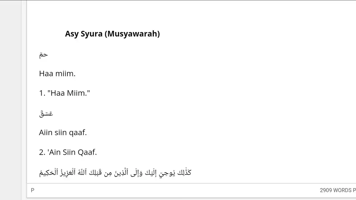 Surat Asy Syura (Musyawarah) Lengkap Arab Latin dan Artinya