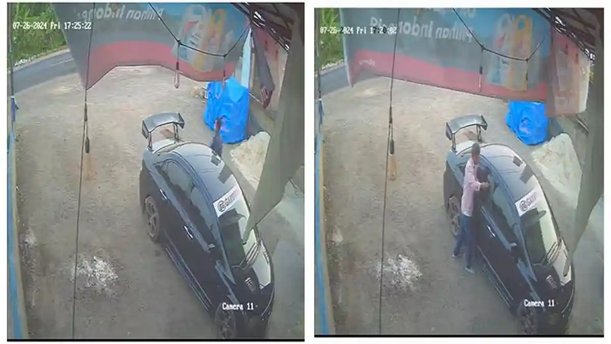 Aksi Komplotan Pecah Kaca Mobil di Mesuji Lampung Terekam CCTV, Gasak Tas Ransel