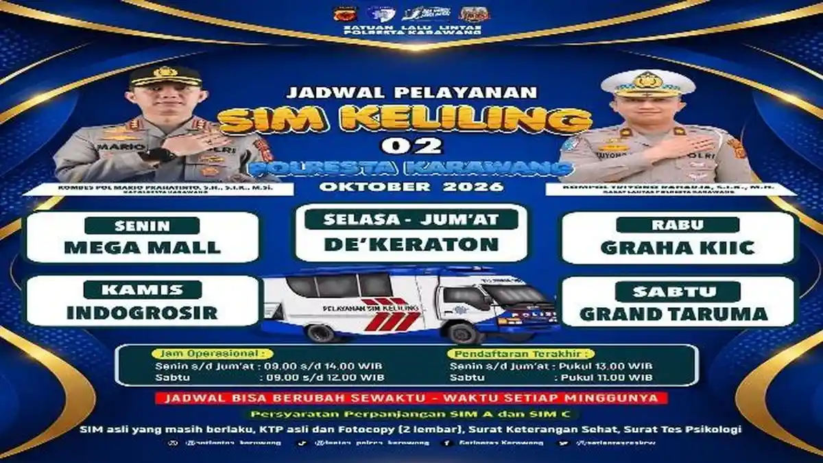 SIM Keliling Karawang Senin 12 Oktober 2026 di De Keraton
