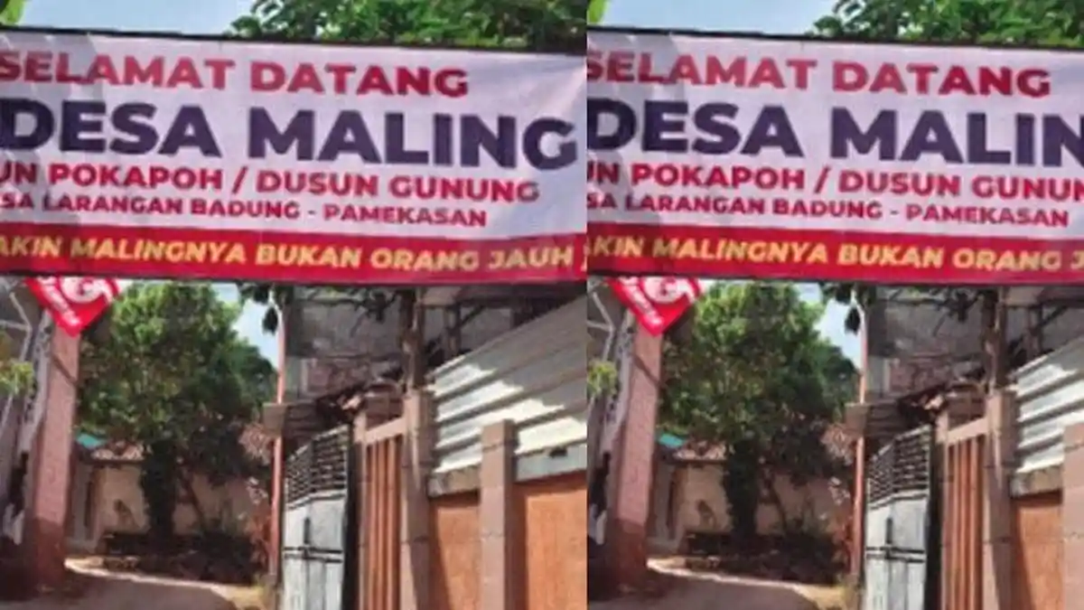 VIRAL Spanduk Bertuliskan ‘Selamat Datang di Desa Maling’ di Pamekasan, Polisi Langsung Bertindak