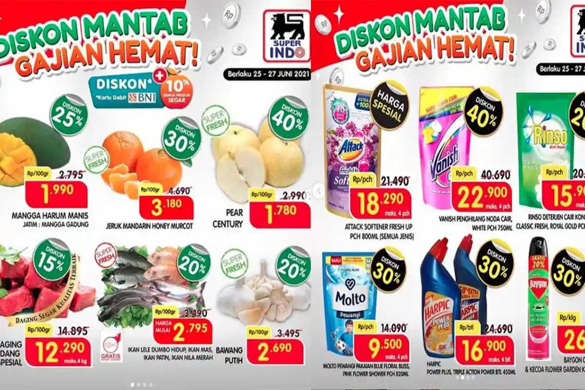 UPDATE PROMO JSM SUPERINDO Hari Ini Minggu 27 Juni 2021, Diskon Gajian Hemat Daging hingga Deterjen