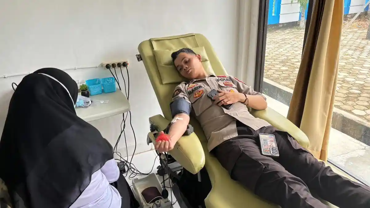 Sambut HUT ke-74 Humas Polri, Polres Empat Lawang Gelar Donor Darah