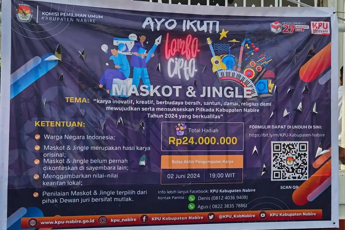 AYO DAFTAR! KPU Nabire Buat Lomba Pembuatan Maskot dan Jingle Pilkada 2024, Ini Jadwalnya