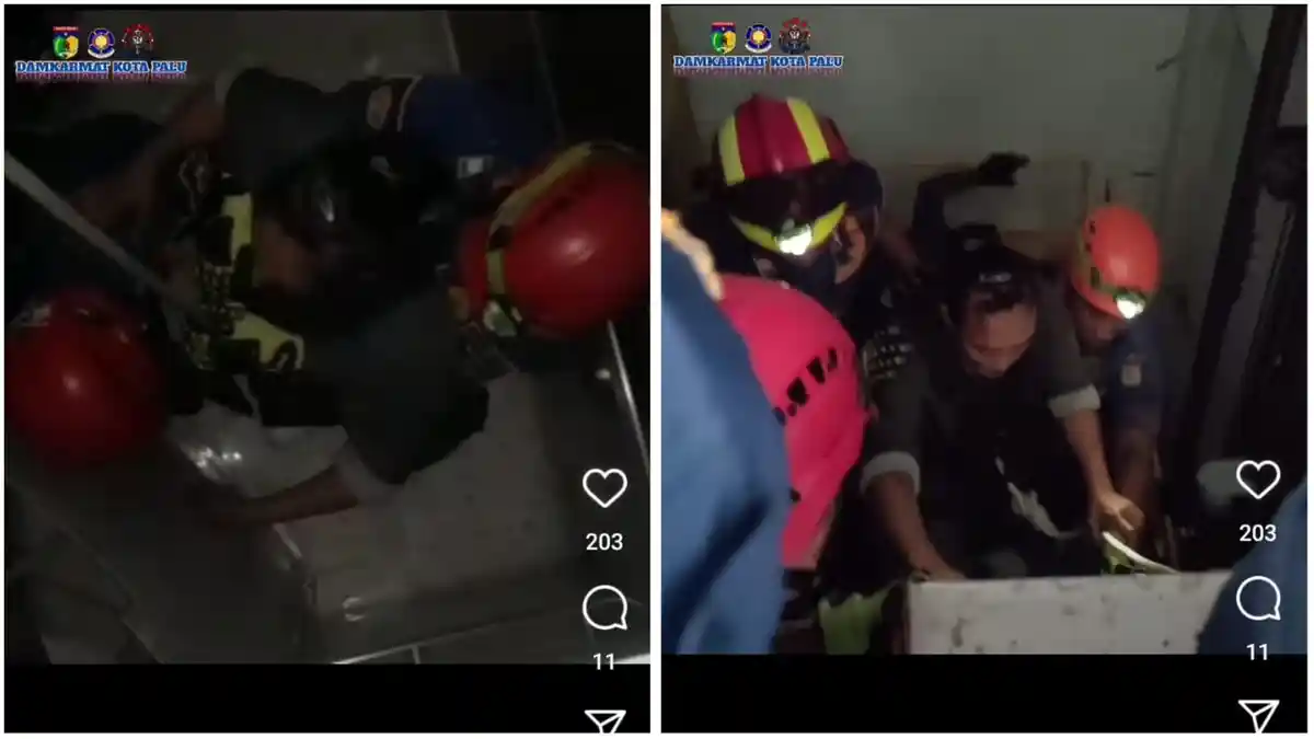 Wanita Terjebak dalam Lift Rumah Sakit di Palu, Damkar Gerak Cepat Selamatkan Korban