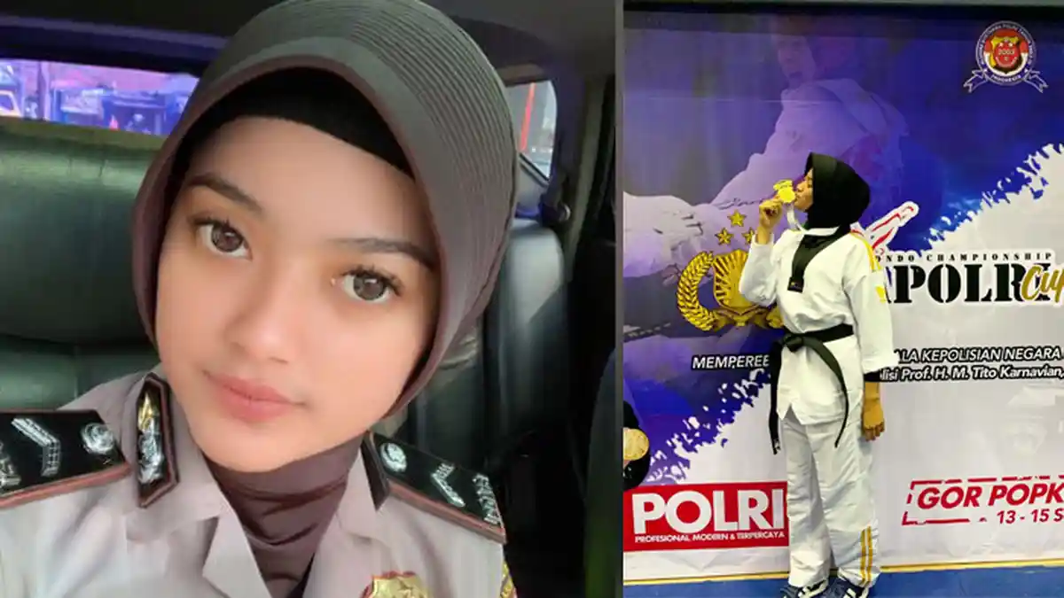 Bripda Annisa Cinthya Polwan Cantik Berhijab Ini Jago Taekwondo, Raih Emas Kapolri Cup II