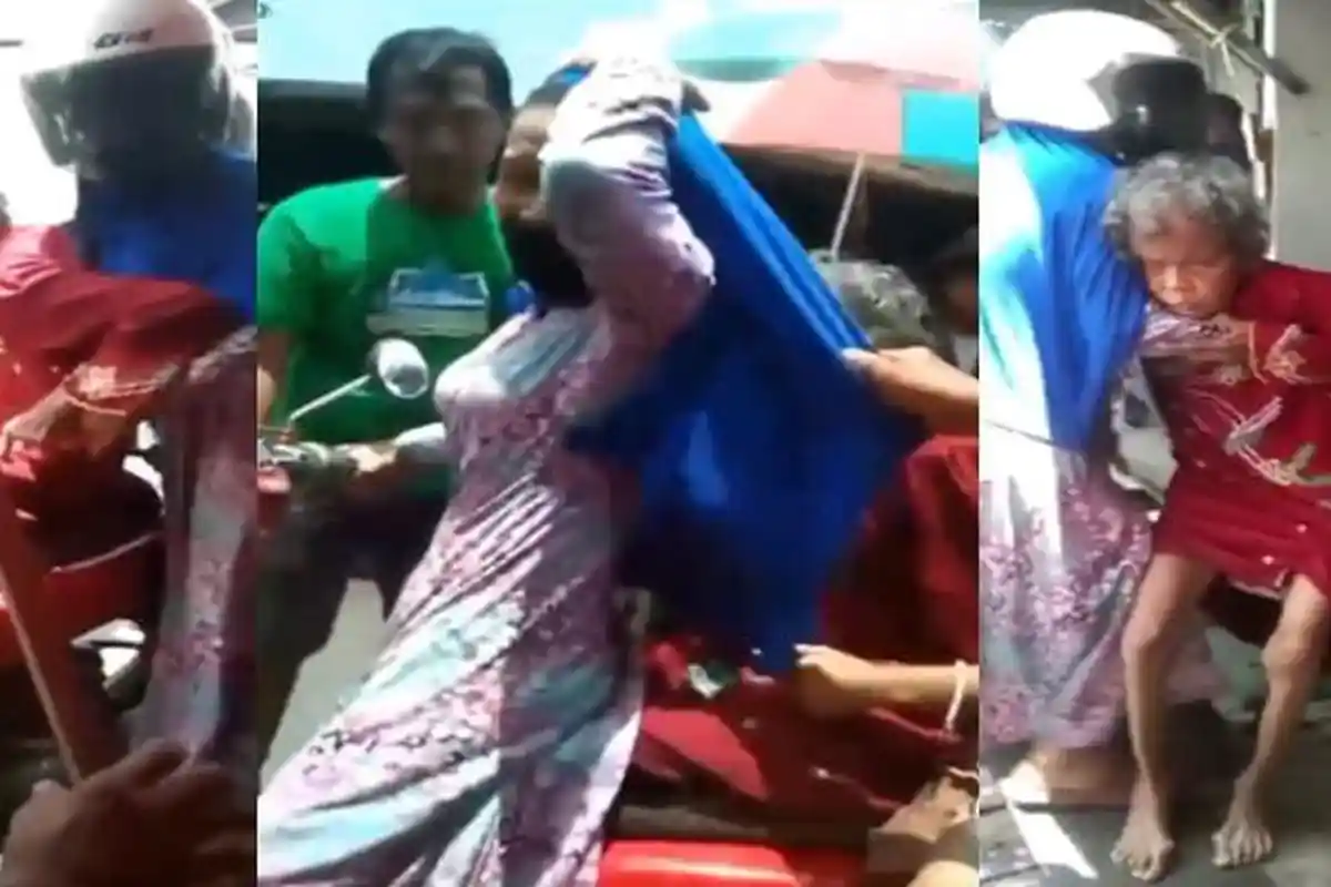 Emak-emak Viral Diduga Paksa Nenek Renta Ngemis di Pasar, Dijemput Naik Motor sampai Dihujat Warga