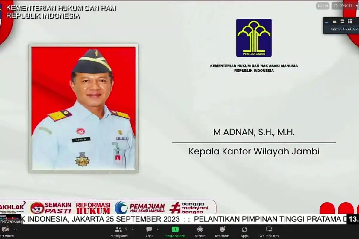 M Adnan Resmi Pimpin Kantor Wilayah Kemenkumham Jambi