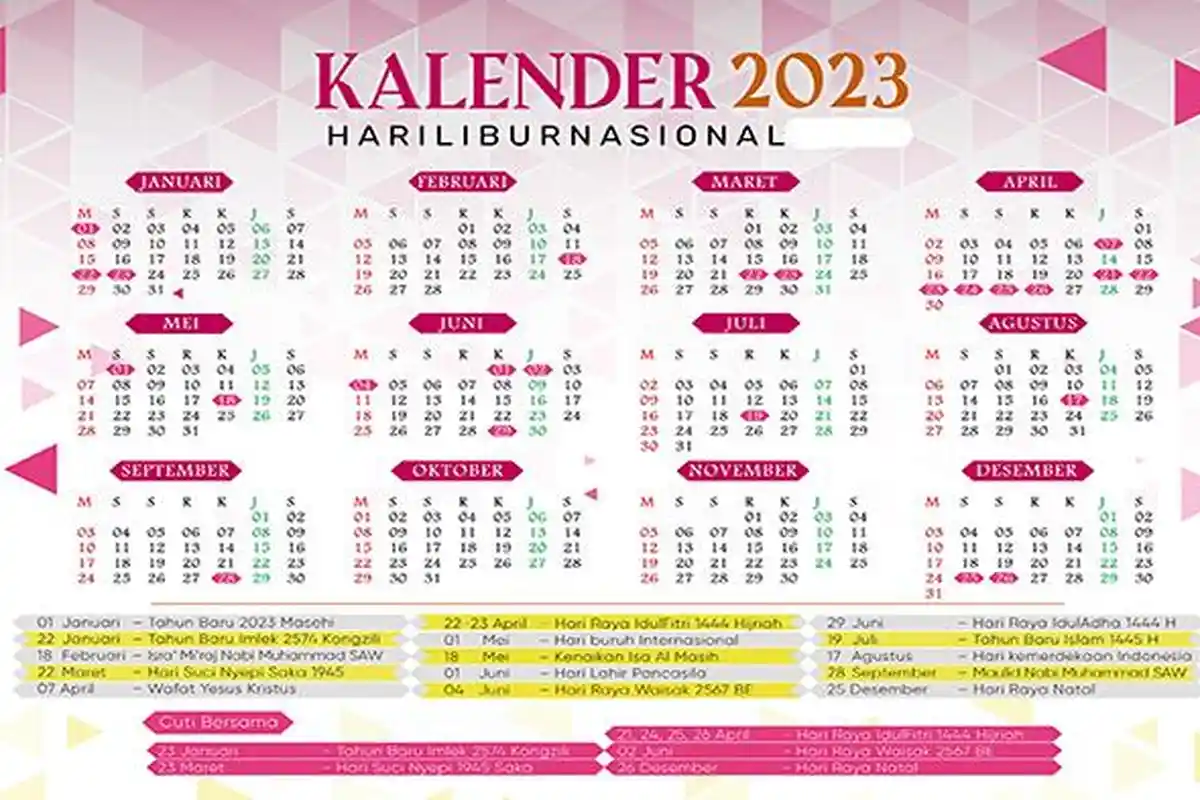 Kalender 2023 Dibulan Berapa Tahun ini Tidak Ada Tanggal Merah Libur Nasional dan Cuti Bersama?