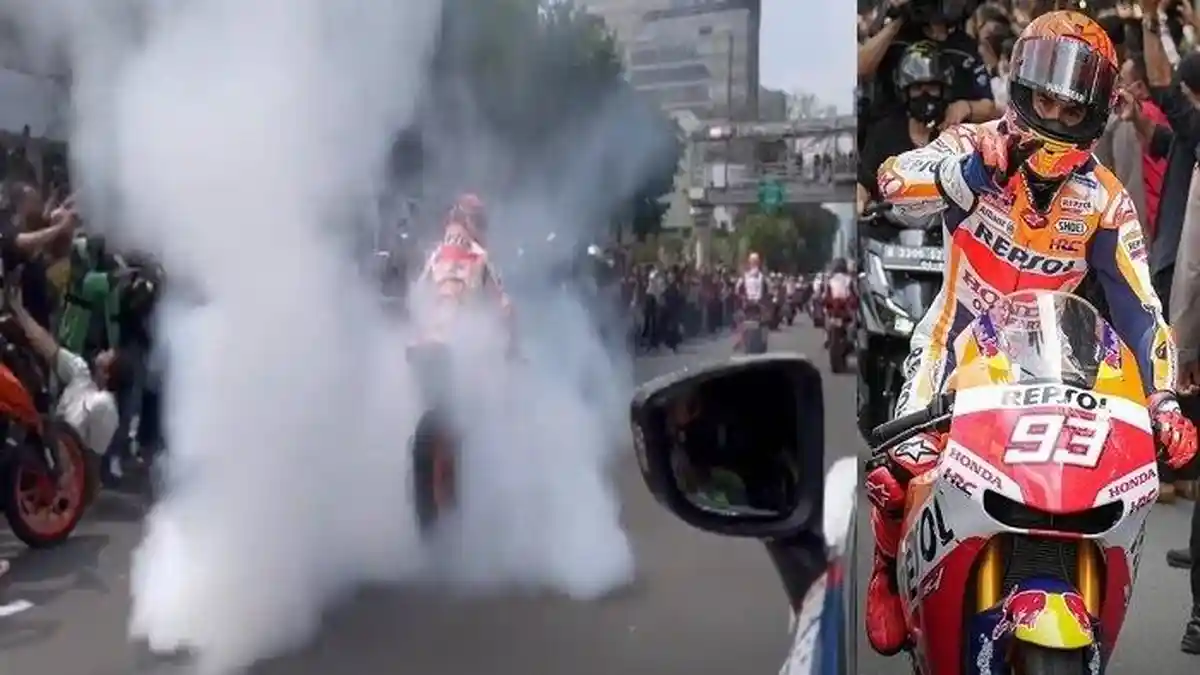 Marc Marquez Pamer Aksi Burnout di Parade MotoGP, Curi Perhatian Warga hingga Trending di Twitter
