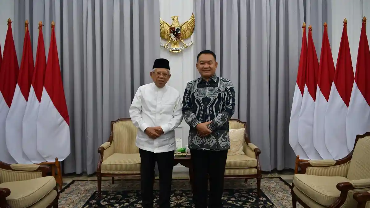 Wapres Ma'ruf Amin Silaturahmi Idulfitri dengan Menhan Prabowo dan KSAD Jenderal Dudung