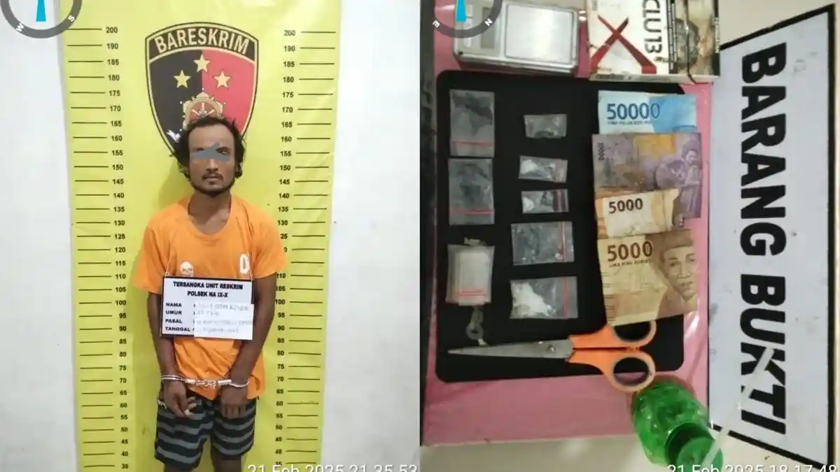 Tim Opsnal Polsek Na IX-X Bekuk Pengedar Sabu di Lokasi Perladangan