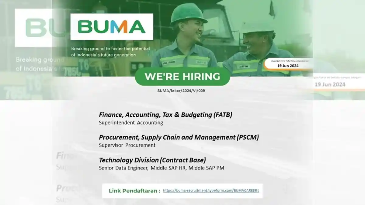 INFO LOWONGAN KERJA- PT BUMA Pendidikan D3, D4, S1 Penempatan Kalimantan, Batas Melamar 19 Juni