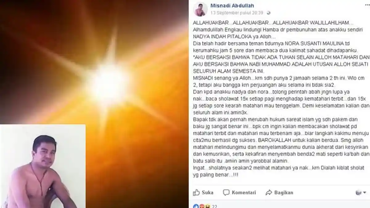 Siswi Ini Laporkan Ayah Si Penyembah Matahari ke Polisi, Ini Alasannya