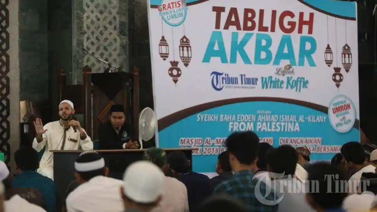 Tablig Akbar Bareng White Koffie, Ulama Asal Palestina Bahas Ini di Masjid Al Markaz Makassar