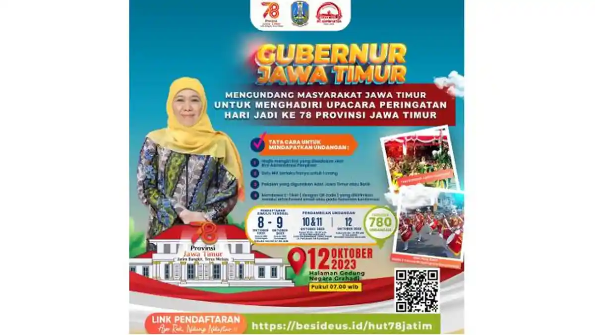 Ajak Masyarakat Meriahkan Upacara Peringatan Hari Jadi Ke-78 Jatim, Khofifah Siapkan 780 Undangan
