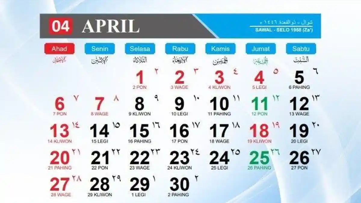 Cek Daftar Libur Nasional dan Cuti bersama Bulan April 2025, Termasuk Libur Paskah