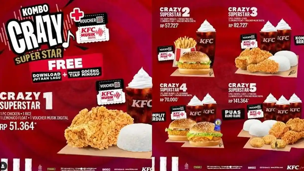Promo KFC Hari ini 23 Desember 2022, Kombo Crazy Super Star 3 Makan Kenyang Berdua Rp 82.727