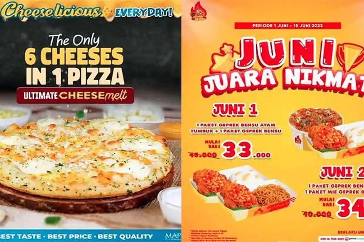 Promo Makanan Terbaru 14 Juni 2023, Geprek Bensu JCO Dunkin Donuts Kopi Janji Jiwa Domino Pizza