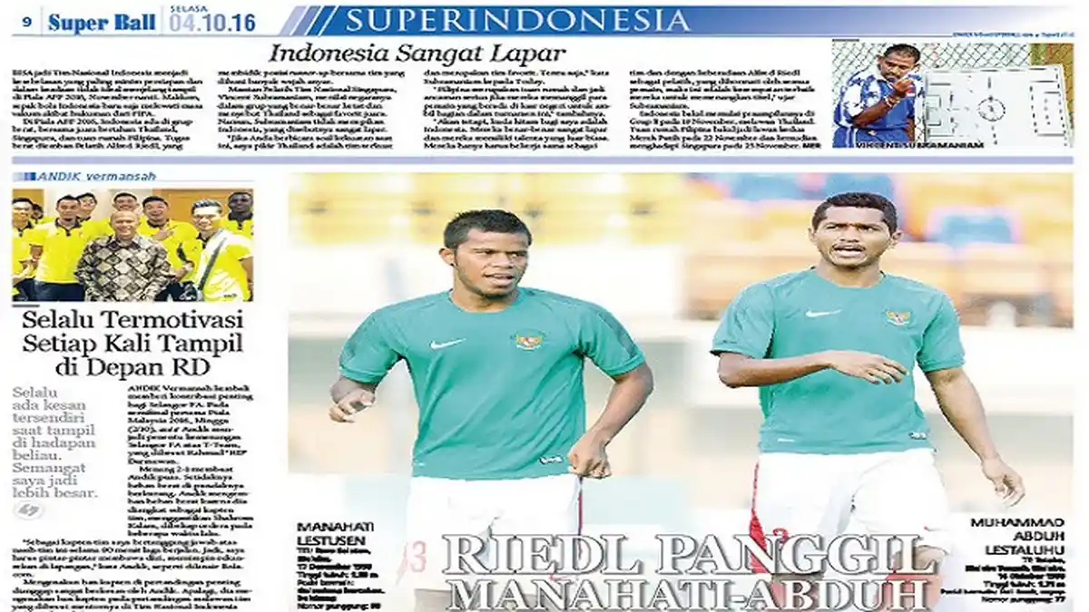 Alfred Riedl Panggil Manahati Lestusen dan Abduh Lestaluhu