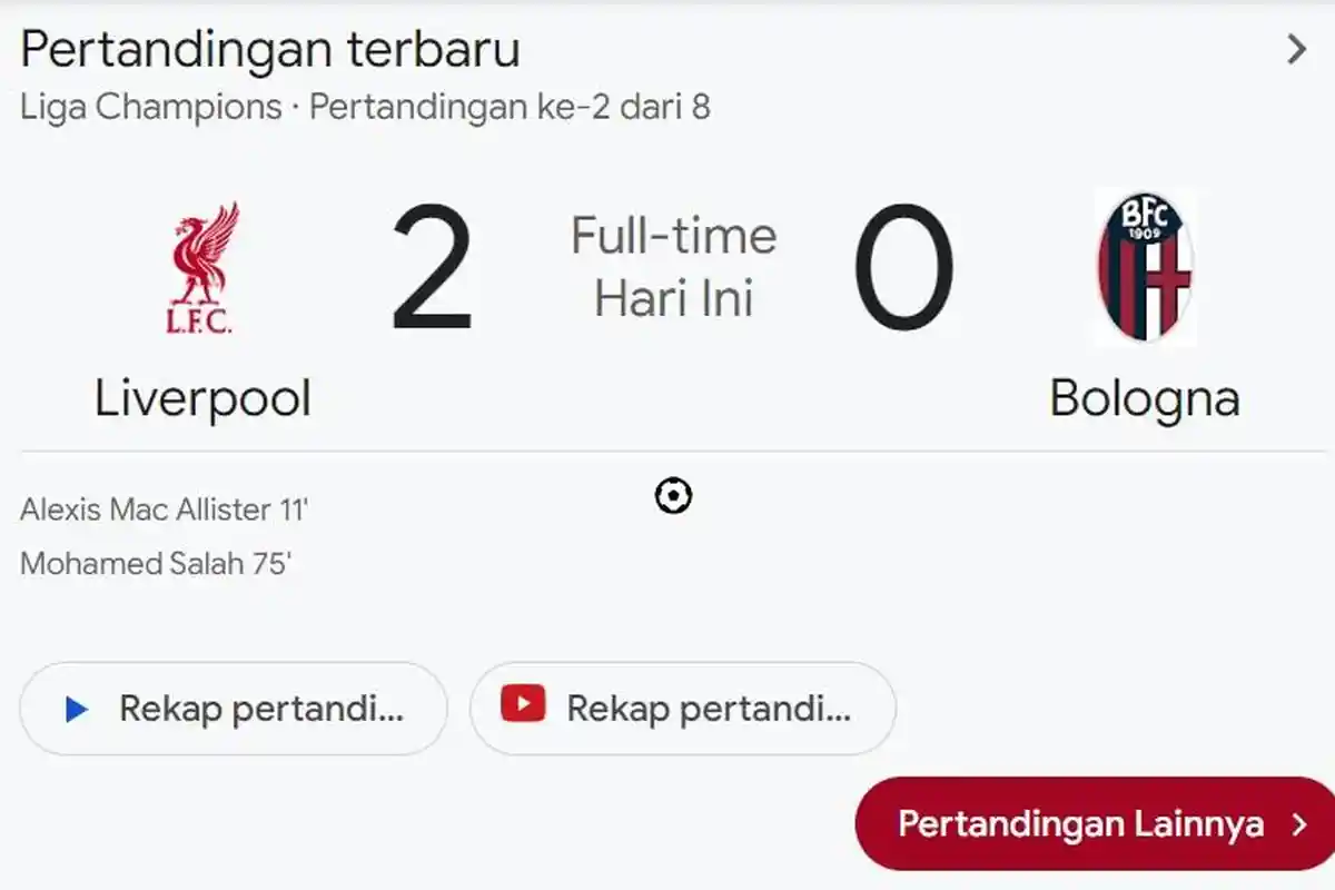 Liverpool Perkasa Kalahkan Bologna 2-0, Mohamed Salah Cemerlang