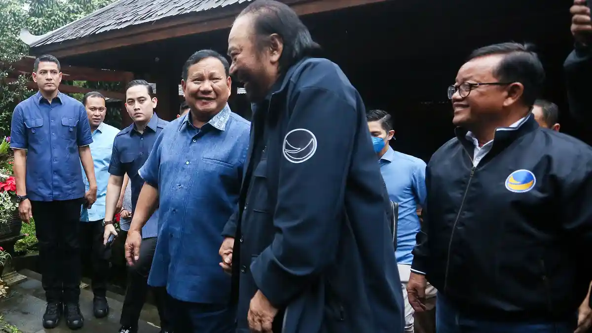 Pertemuan Dua Jam Prabowo dan Surya Paloh di Hambalang, Diawali Upacara Resmi