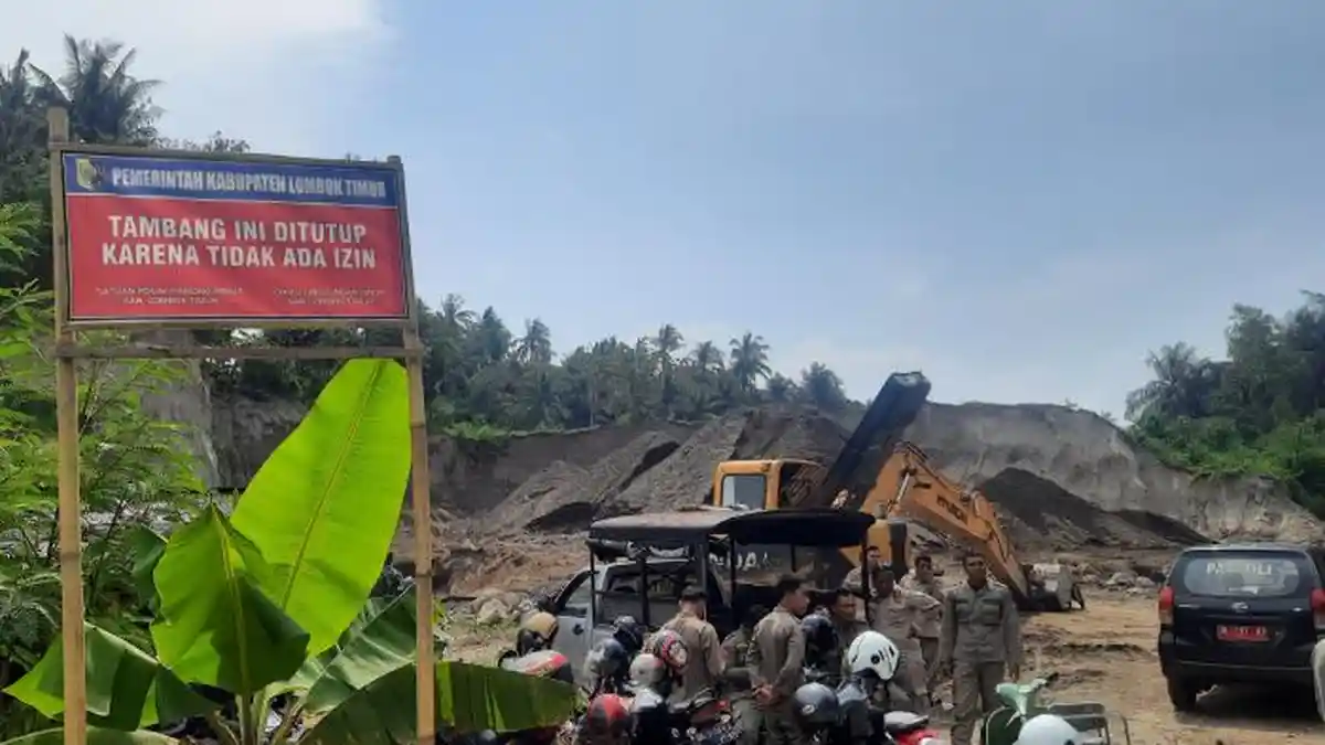 Tambang Pasir Labuhan Haji Ditutup Paksa Satpol PP Lombok Timur