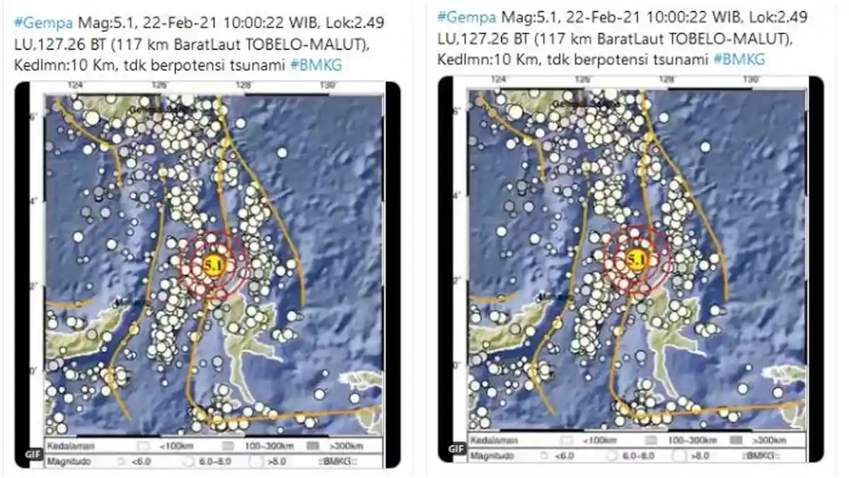Gempa Magnitudo 5,1 Guncang Tobelo Maluku Utara