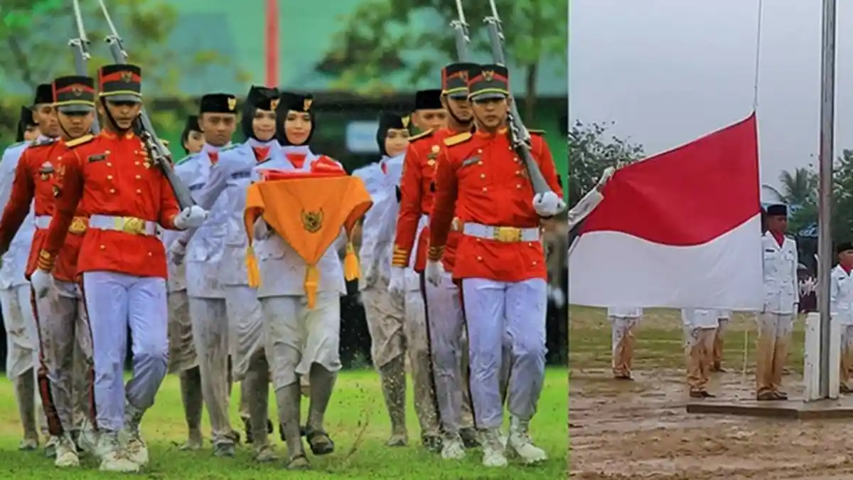 Dirgahayu RI - Lihat Perjuangan Paskibra Kibarkan Bendera Merah Putih Ini, Bikin Salut!