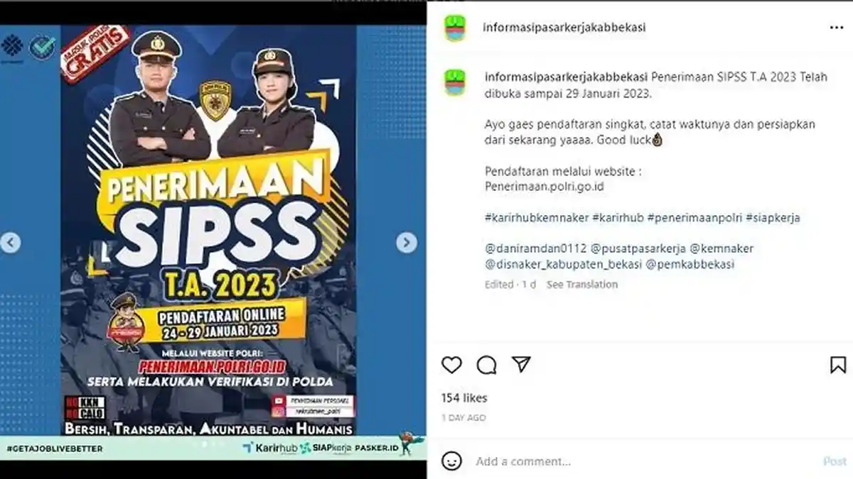 Lowongan Kerja Bekasi: Rekrutmen Polri untuk Calon Perwira Pertama bagi Lulusan D4, S1 dan S2