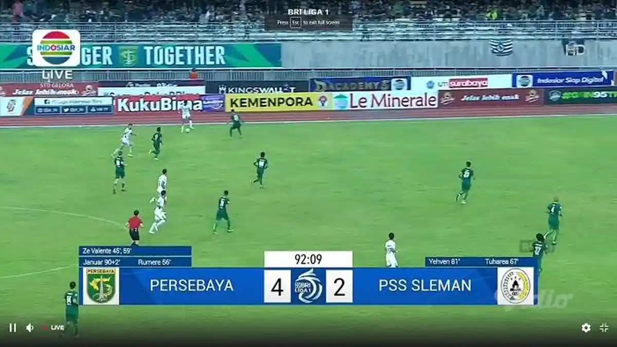 Livescore Persebaya vs PSS Babak II : Kill The Game! Januar Eka Hentikan Perlawanan PSS Skor 4-2
