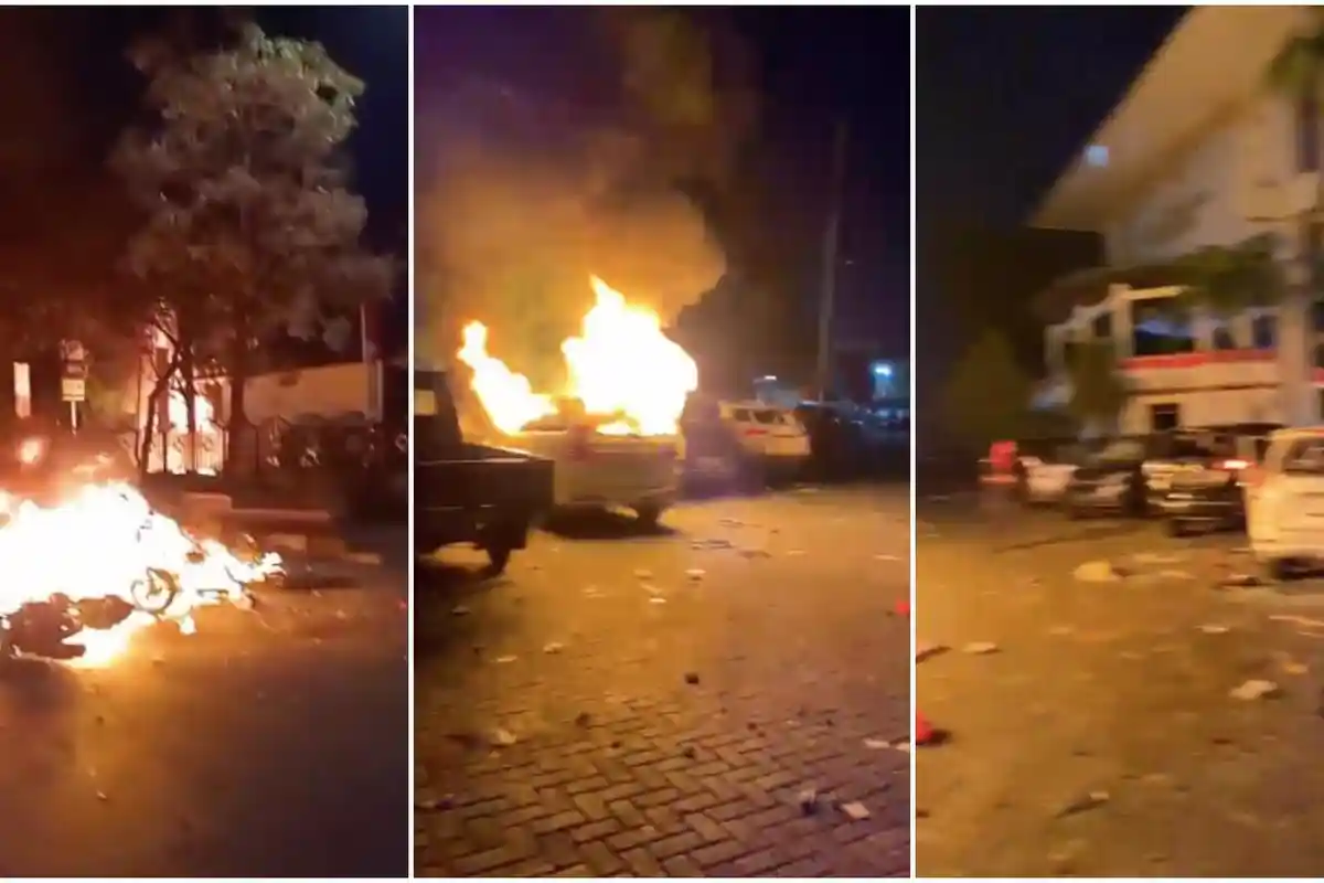 Ada Teriakan 'Revolusi' dan 'Makassar Menyala', Massa Bakar Motor dan Mobil di DPRD Makassar