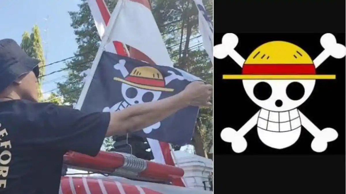 Bendera One Piece Berkibar di Depan Kantor Bupati Jelang Aksi Protes Kenaikan Pajak