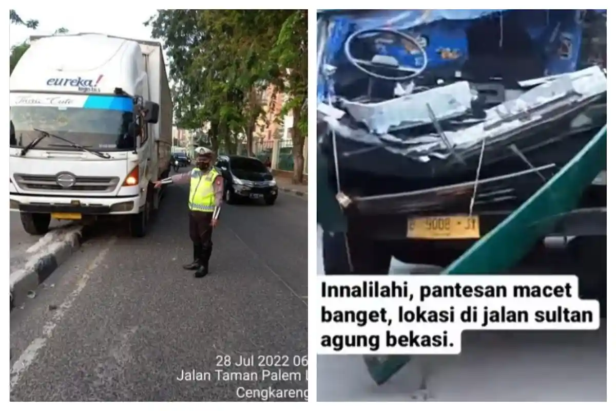 Kecelakaan Hari Ini, Truk Laka Tunggal di Bekasi dan Cengkareng Sebabkan Kemacetan Panjang