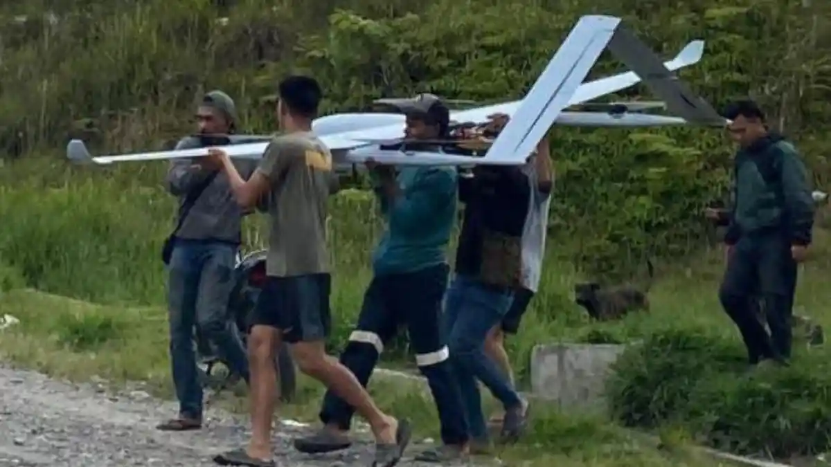 KKB Papua Klaim Tembak Jatuh Pesawat Nirawak Militer Gunakan Ketapel